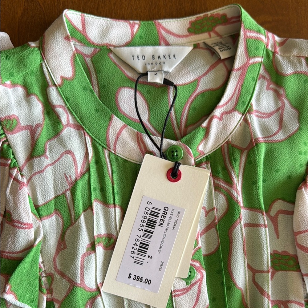 TED BAKER Floral Midi Dress NWT | Size 2 Wedding Guest Spring/Summer - Picture 9 of 10